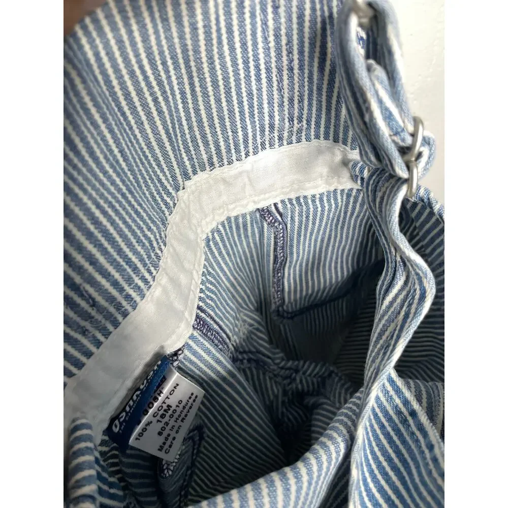 NEW Vintage Oshkosh B'Gosh Boys Blue Striped Overalls Vestbak 18 Months